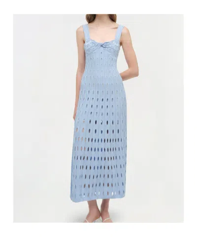 Simkhai Christina Knit Twist-front Midi Dress In Blue