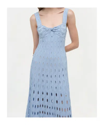 Simkhai Christina Knit Twist-front Midi Dress In Blue