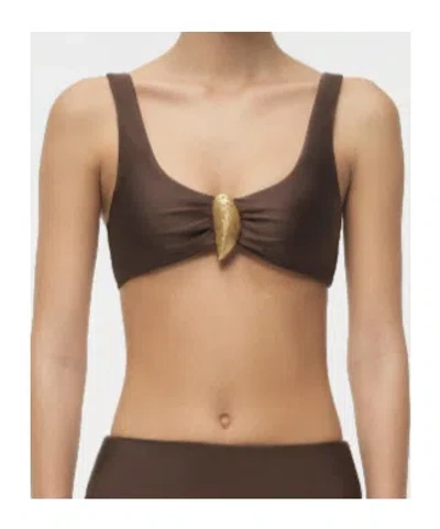 Simkhai Womens Chocolate Veyra Shell Stretch Bikini Top In Multi