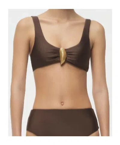 Simkhai Womens Chocolate Veyra Shell Stretch Bikini Top In Multi