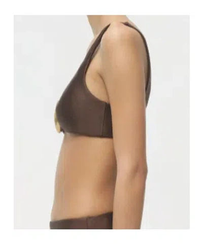 Simkhai Womens Chocolate Veyra Shell Stretch Bikini Top In Multi