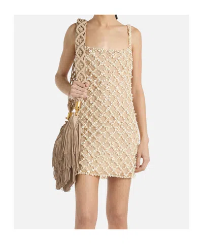 Balmain Mesh Shell Dress In Neutral