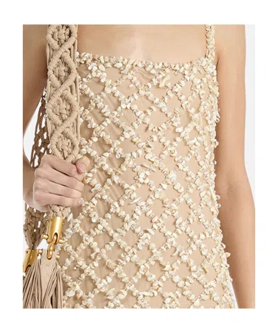 Balmain Mesh Shell Dress In Neutral