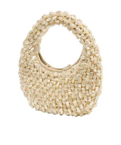 Staud Reef Bead-embellished Crochet Top Handle Bag In Neutral