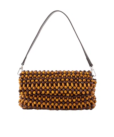 Staud Womens Multi Wood Beads Timmy Beaded Shoulder Bag In Multi