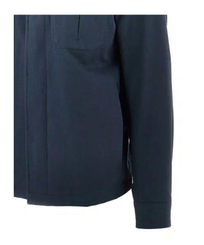 Herno Button Flap Pocket Overshirt In Blue