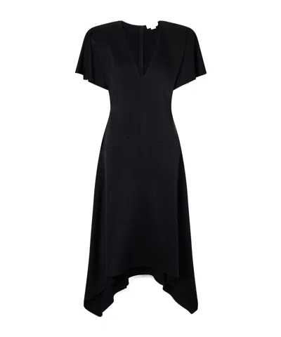 Stella Mccartney Womens Black Relaxed-fit V-neck Woven Midi Dress