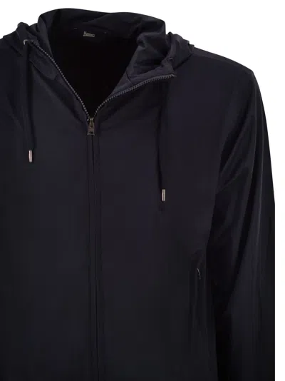 Herno Men Stretch Techno-nylon Bomber Jacket In Blue