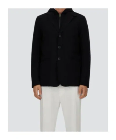 Herno Jersey Blazer Hood Long Sleeves Pockets In Black