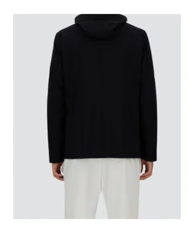 Herno Jersey Blazer Hood Long Sleeves Pockets In Black
