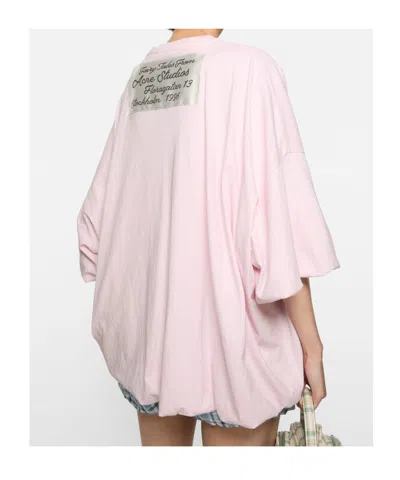 Acne Studios Logo-patch Oversized T-shirt In Pink