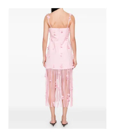 Simkhai Juliana Embellished Fringed Linen-blend Midi Dress In Pink