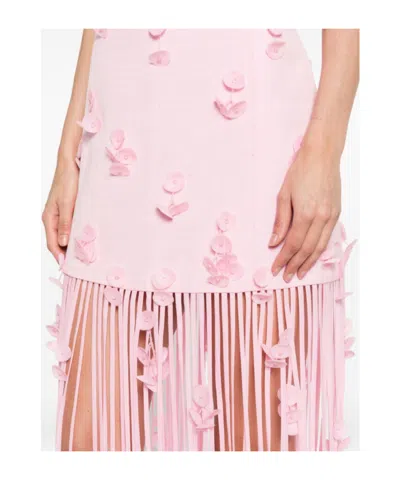 Simkhai Juliana Embellished Fringed Linen-blend Midi Dress In Pink