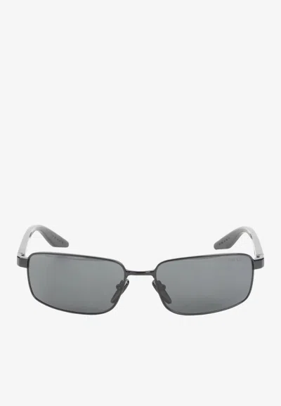 Prada Logo Rectangular Sunglasses In Neutral