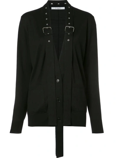 Givenchy Buckle-embellished Wool And Silk-blend Cardigan In Blk