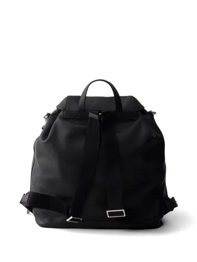 Prada Re-nylon Logo-plaque Backpack In Black