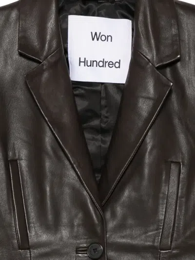 Won Hundred Silva Leather Jacket In Brown