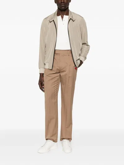 Kiton Bomber Jacket Contrasting Front Zipper In Neutral