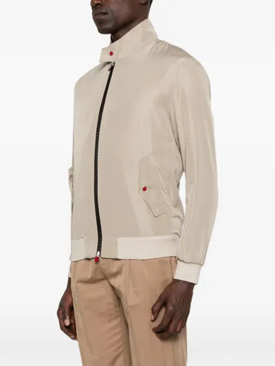 Kiton Bomber Jacket Contrasting Front Zipper In Neutral