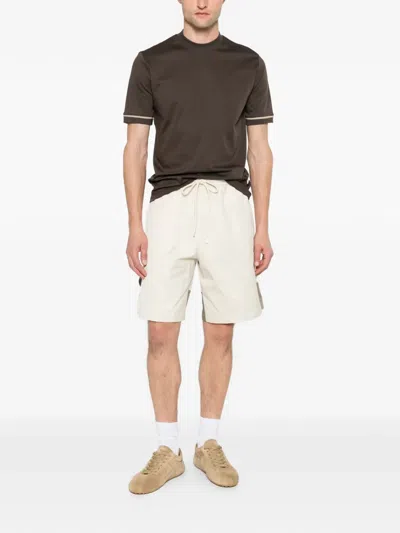 Yes London Drawstring Elasticated Shorts In Neutral