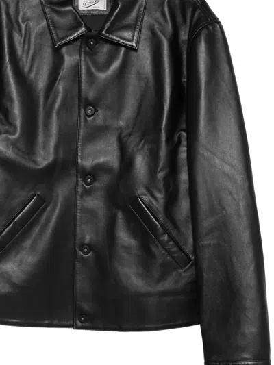Pence Gioele Leather Jacket In Black
