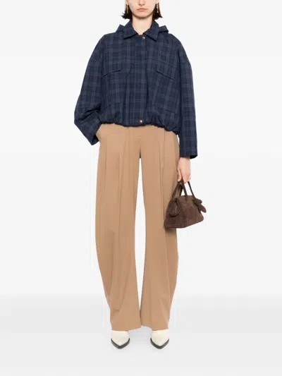 Blaklace Collared Check Jacket In Blue