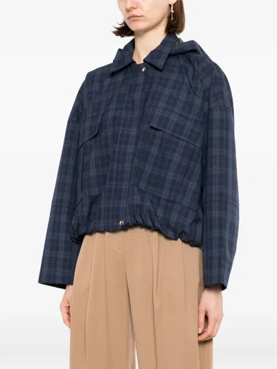 Blaklace Collared Check Jacket In Blue