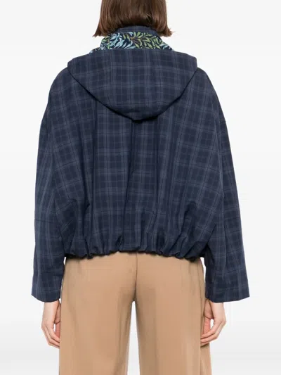 Blaklace Collared Check Jacket In Blue