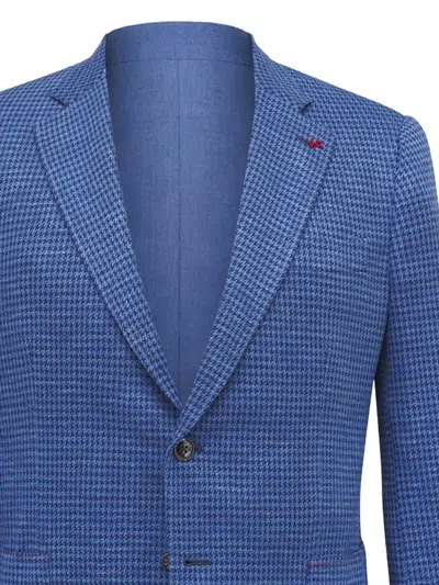 Isaia Houndstooth-pattern Single-breasted Blazer In Blue
