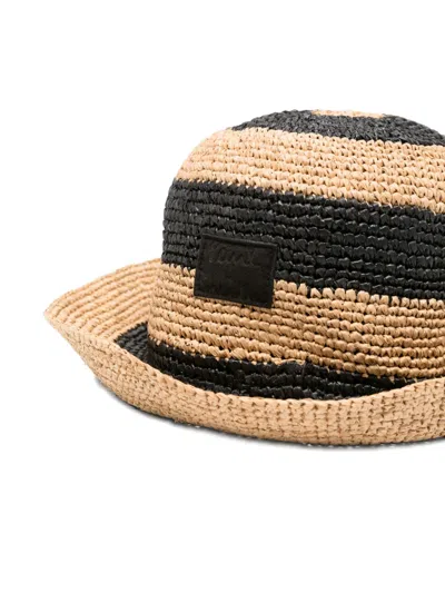 Paul Smith Striped Braided Raffia Hat In Multi