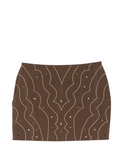 Venuja Crystal-embellished Wavy-pattern Beach Cover-up In Brown