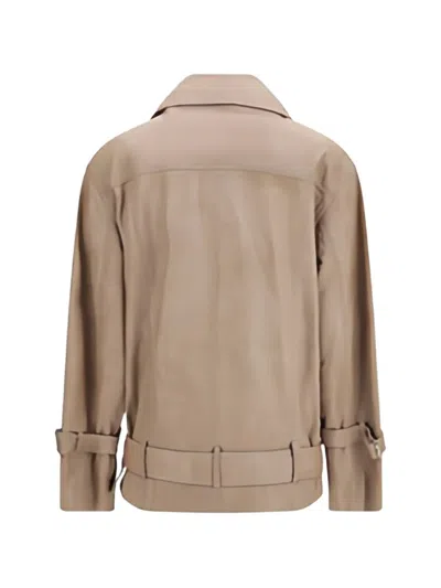 Pinko Candy Belted Leather Jacket In Brown