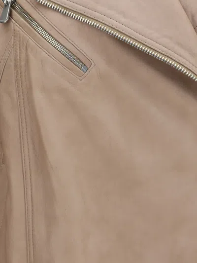 Pinko Candy Belted Leather Jacket In Brown