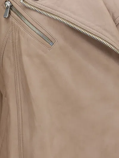 Pinko Candy Belted Leather Jacket In Brown