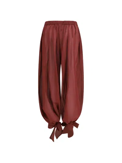 The Andamane Bordeaux Cotton Casual Pants In Red