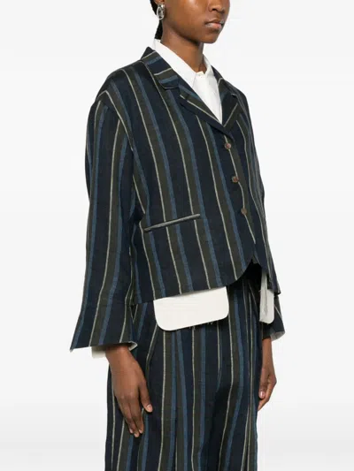 Soh Vertical-stripe Jacket In Blue