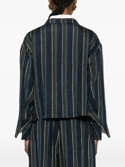 Soh Vertical-stripe Jacket In Blue
