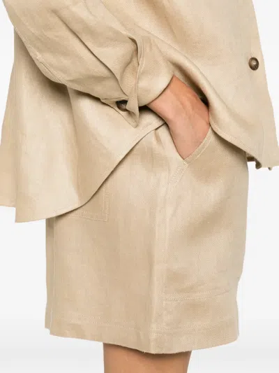 Weekend Max Mara Elasticated Patch-pocket Shorts In Neutral