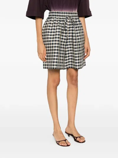 Weekend Max Mara Gingham-check Drawstring Shorts In Multi