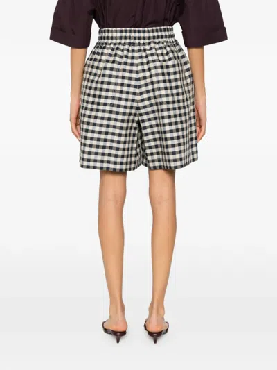 Weekend Max Mara Gingham-check Drawstring Shorts In Multi