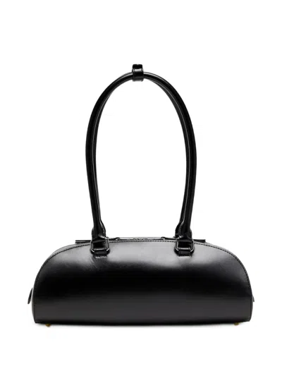 Diesel Elongated Bowling Dome Shoulder Bag In Smooth Black Leather