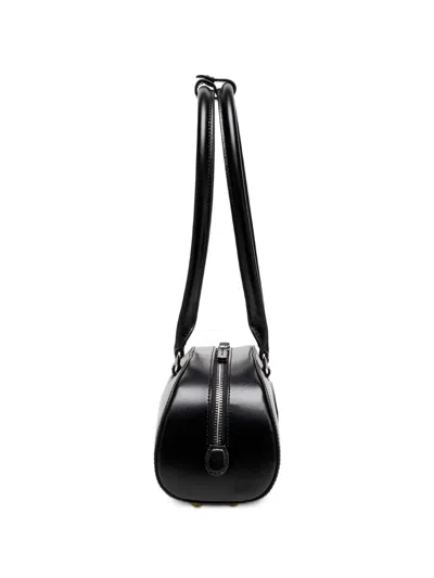 Diesel Elongated Bowling Dome Shoulder Bag In Smooth Black Leather