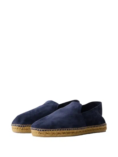 Castaã±er Java Blue Espadrillas With Contrasting Stitching And Pull-tab At The Heel In Suede Man In Blue