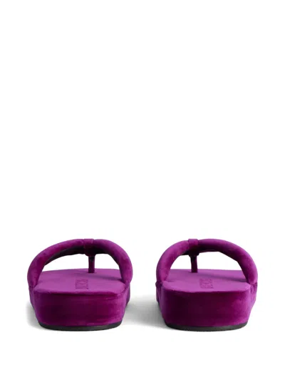 Balenciaga Jet Lag Stretch Velvet Platform Thong Sandals In Purple