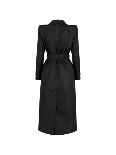 Rick Owens Structured-shoulder Belted Coat In Black