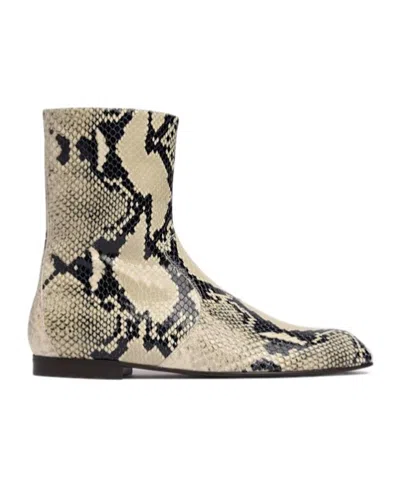 Khaite Colt Snake-effect Leather Ankle Boots In Brown