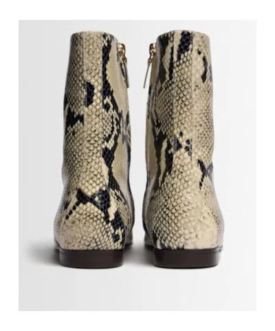 Khaite Colt Snake-effect Leather Ankle Boots In Brown