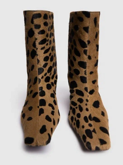 Khaite Ona Leopard-print Calf Hair Ankle Boots In Brown