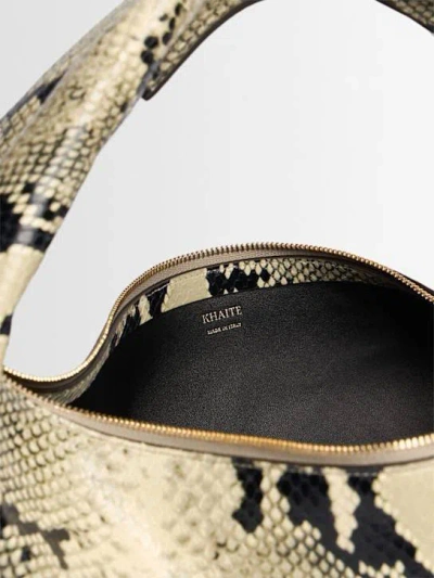 Khaite Olivia Medium Snake-effect Leather Top Handle Bag In Nude