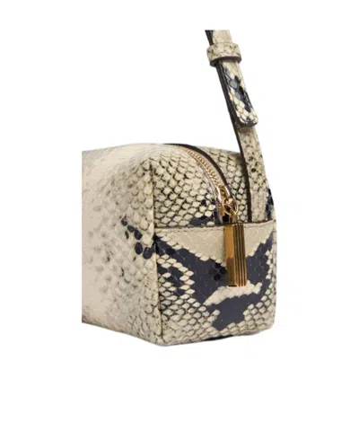 Khaite Kye Micro Snake-effect Leather Shoulder Bag In Brown